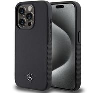 Mercedes Smooth Leather case for iPhone 15 Pro - black, Mercedes