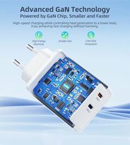 Choetech PD6013 2x USB-C PD 65W GaN wall charger - white, Choetech