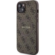 Guess 4G Collection Leather Metal Logo MagSafe Case for iPhone 14/15/13 - Brown, Guess
