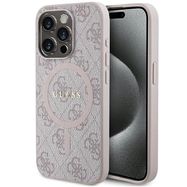 Guess 4G Collection Leather Metal Logo MagSafe Case for iPhone 15 Pro - Pink, Guess