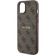 Guess 4G Collection Leather Metal Logo MagSafe Case for iPhone 15 Plus / 14 Plus - Brown, Guess