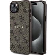 Guess 4G Collection Leather Metal Logo MagSafe Case for iPhone 15/14/13 - Brown, Guess