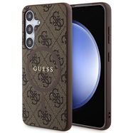 Guess 4G Collection Leather Metal Logo MagSafe Case for Samsung Galaxy S24 - Brown, Guess