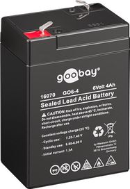 GO6-4 (4000 mAh, 6 V), black - Faston (4.8mm) lead acid battery, BattVO