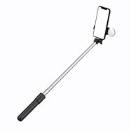 Selfie stick WR1YXS telescopic tripod 0.71m with round lamp - black, Hurtel