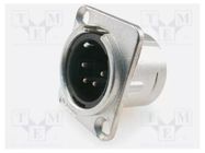 Connector: XLR; socket; male; PIN: 4; soldering; silver; 10A; 1.5mm2 NEUTRIK