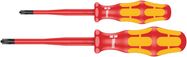 165 iS PZ/S # 1 + 2 Screwdriver set Kraftform Plus series 100. With reduced blade diameter, 1 x # 1x80; 1 x # 2x100, Wera