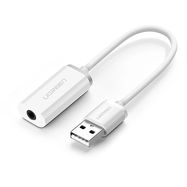 Ugreen US206 30712 USB-A (male) / 3.5 mm mini jack (female) adapter - white, Ugreen