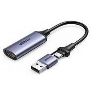 Ugreen CM489 40189 HDMI Adapter (Female) - USB-A / USB-C (Male) - Gray, Ugreen