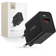 Tech-Protect NC30W Charger USB-C PD 30W / USB-A QC 3.0 - Black, Tech-Protect