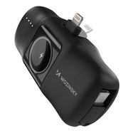 Wozinsky WF16-YLS 5000mAh 15W Lightning Mini Power Bank with Built-in USB-C Cable and Apple Watch Charger - Black, Wozinsky