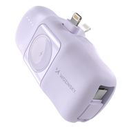 Wozinsky WF16-YLS 5000mAh 15W Lightning Mini Power Bank with Built-in USB-C Cable and Apple Watch Charger - Purple, Wozinsky