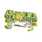 PE terminal, Tension-clamp connection, 1.5 mm², 500 V, Number of connections: 3, Number of levels: 1, Green/yellow Weidmuller