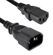 POWER CORD IEC60320C-13/14, 1M, 10A, BLACK