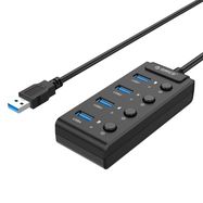 Orico  USB 3.0. Hub with switches, 4x USB (black), Orico