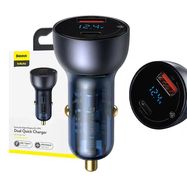 Baseus Particular Digital Display car charger with display, USB + USB-C, QC3.0+PD, 5A, 65W (gray), Baseus