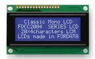 DISPLAY, ALPHANUMERIC, 20X4, WHITE