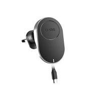 SBS TESUPP15WRETRACABL Wireless Charger Smartphone Holder with Retractable Cable Compatible with MagSafe - Black, SBS