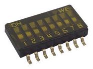 DIP SWITCH, 8POS, SPST, SLIDE, SMD