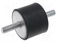 Vibration damper; M8; Ø: 40mm; rubber; L: 30mm; Thread len: 23mm ELESA+GANTER