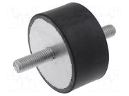 Vibration damper; M10; Ø: 60mm; rubber; L: 30mm; Thread len: 28mm ELESA+GANTER