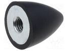 Vibration damper; M6; Ø: 20mm; rubber; L: 24mm; H: 6mm; 113N ELESA+GANTER