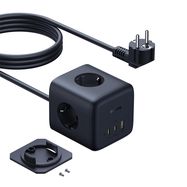 Baseus EnerFill FA11 67W Power Strip, USB-A + USB-C Cube + 3 x EU Socket 1.5m - Black, Baseus
