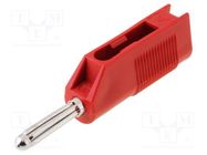 Plug; 4mm banana; 30A; 33VAC; 60VDC; red; 3mΩ; 2.5mm2; nickel plated HIRSCHMANN T&M