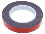Tape: fixing; W: 19mm; L: 5m; Thk: 1.2mm; double-sided; acrylic; black AFTC