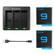 Telesin 3-slot charger + 2 batteries for GoPro Hero 12 / Hero 11 / Hero 10 / Hero 9, Telesin