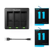 Telesin 3-slot charger + 2 batteries for GoPro Hero 12 / Hero 11 / Hero 10 / Hero 9, Telesin