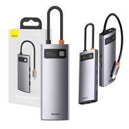 Hub 6in1 Baseus Metal Gleam Series, USB-C to 3x USB 3.0 + HDMI + USB-C PD + Ethernet RJ45, baseus
