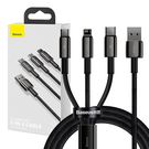 USB cable 3in1 Baseus Tungsten Gold, USB to micro USB / USB-C / Lightning, 3.5A, 1.5m (black), Baseus