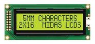 DISPLAY, ALPHANUMERIC, 16X2, YELLOW/GRN