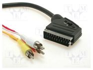 Cable; RCA plug x3,SCART plug; 2m Goobay
