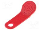 Pellet memory holder in a keychain; red 