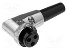 Plug; microphone; female; PIN: 3; for cable; angled 90°; 6mm CLIFF