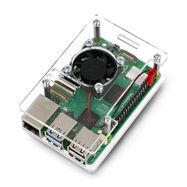 Obudowa do Raspberry Pi Rp5 otwarta z wentylatorem - przezroczysta