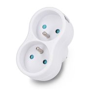 Electrical splitter - 2 grounded sockets - white - DPM P902W