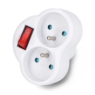 Electrical splitter - 2 sockets with switch - white - DPM P904W