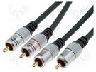 Cable; RCA plug x2,both sides; 10m; black PROLINK