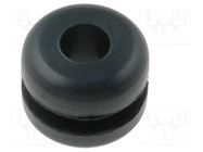 Grommet; Ømount.hole: 4.8mm; Øhole: 3.2mm; rubber; black FIX&FASTEN