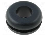 Grommet; Ømount.hole: 9.5mm; Øhole: 6.3mm; rubber; black FIX&FASTEN