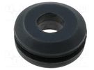 Grommet; Ømount.hole: 9.5mm; Øhole: 6.2mm; rubber; black FIX&FASTEN