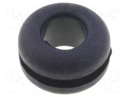 Grommet; Ømount.hole: 9mm; Øhole: 6mm; rubber; black FIX&FASTEN