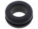 Grommet; Ømount.hole: 10mm; Øhole: 7.6mm; rubber; black FIX&FASTEN