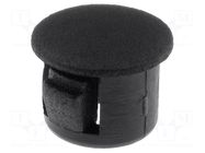 Stopper; H: 7.6mm; Flange dia: 9.5mm; Wall thick: 1.6mm; black FIX&FASTEN