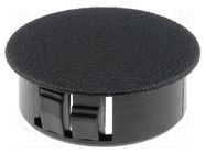 Stopper; polyamide; Wall thick: 3.3mm; H: 11mm; black; Dim: Ø28.4mm FIX&FASTEN