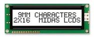 DISPLAY, ALPHANUMERIC, 16X2, WHITE