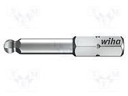 Screwdriver bit; hex key,spherical; HEX 6mm; 1/4"; STANDARD WIHA
